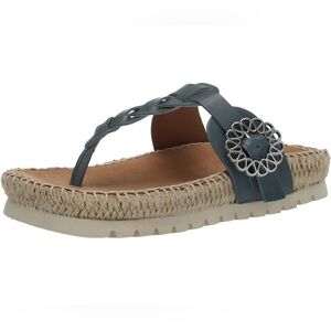 NIB Women's Lucky Brand Natural Blue Libba Sandals with Silver Accent Size 12M